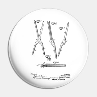 Hair curling Iron vintage patent drawing Pin