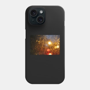 Deatil of raindrops on a car windshield at night Phone Case