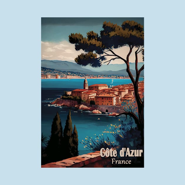 Côte d'Azur Travel Poster by GreenMary Design