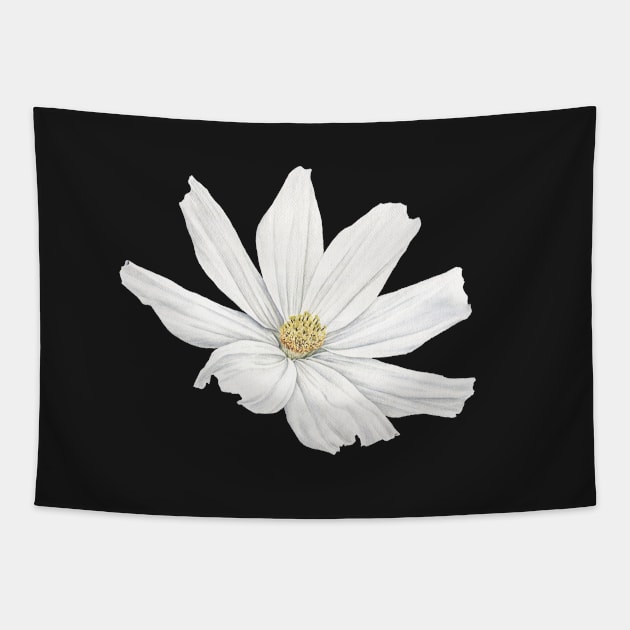 White Cosmos Flower with Back Background Tapestry by Koiartsandus