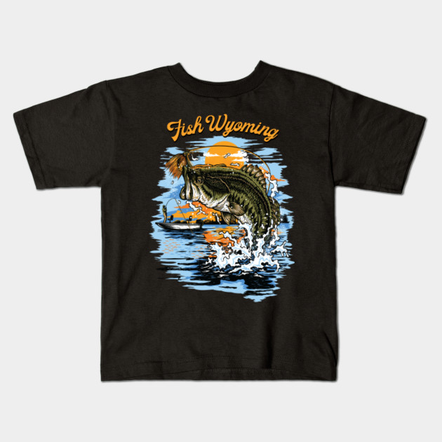 Largemouth Bass Fishing Graphic Fish Wyoming Fishing Kids T Shirt Teepublic