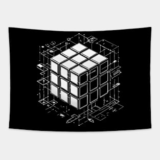 geometric wireframes cube design Tapestry