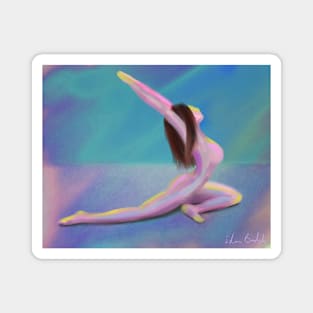 Woman Yoga Pose in Dreamy Pastel Colors Magnet