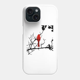 Red bird on a black tree Phone Case