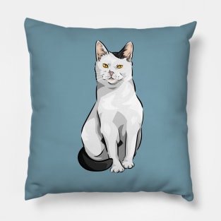 White and Black Cute Cat Pillow