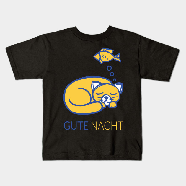 German Good Night Shirt With Cat And Fish Pajama Kids T Shirt