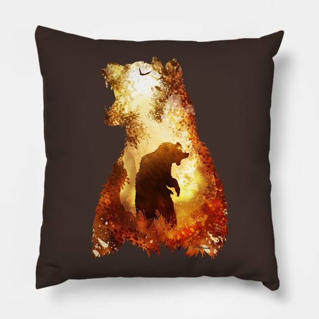 Fiery Bear Pillow by DVerissimo