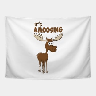 ‘It’s Amoosing” - vector illustration of a moose Tapestry
