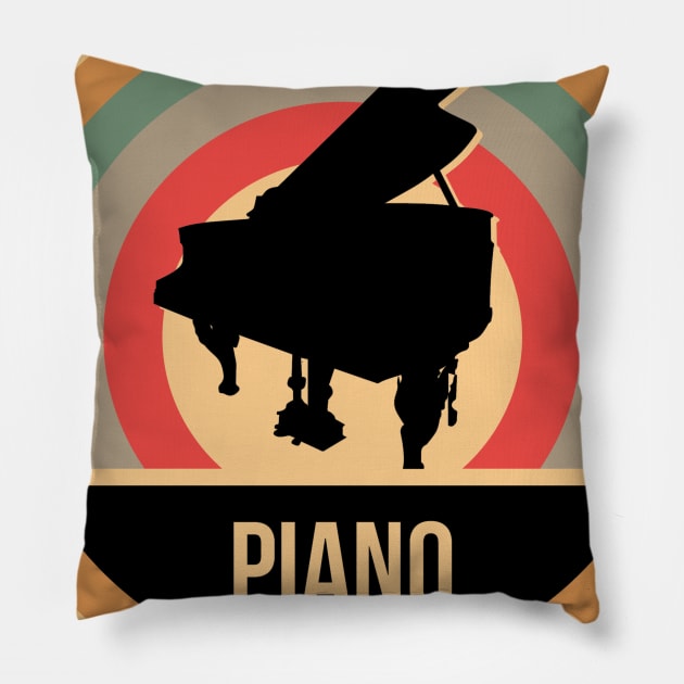 Retro Vintage Piano Gift For Pianists Pillow by OceanRadar