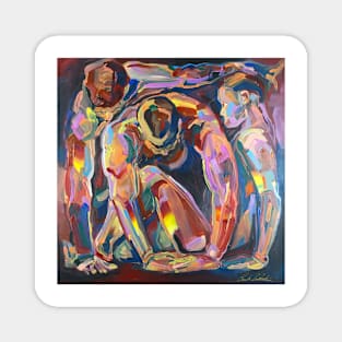 Three abstract figurative nudes in a box Magnet