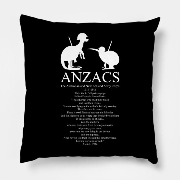 ANZAC Australian and New Zealand Army Corps 1A - Gallipoli Campaign Pillow by FOGSJ