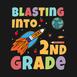 Blasting Into 2nd Grade Rocket Ship Back To School Cute T-Shirt