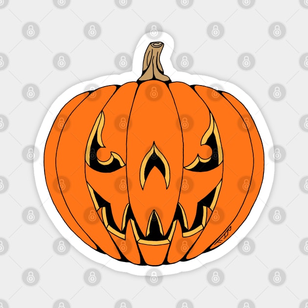 Scary Jack-o'-Lantern Halloween Design Magnet by AzureLionProductions