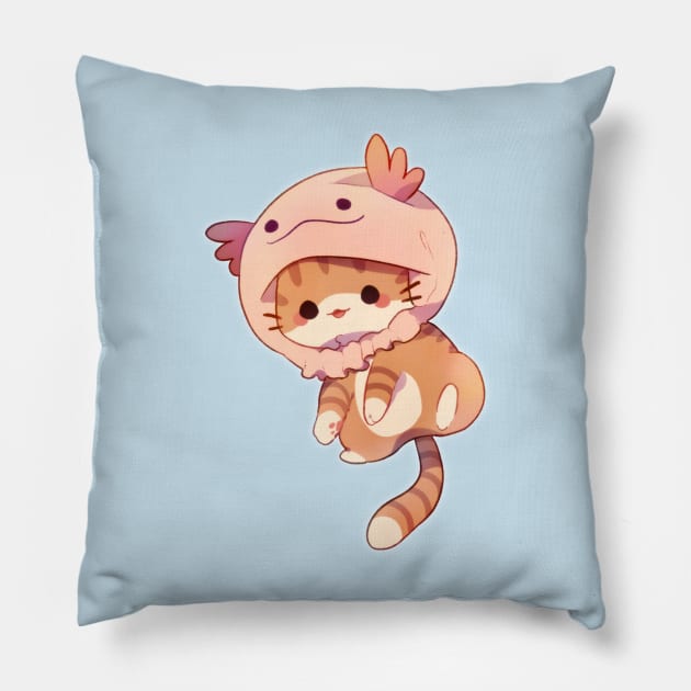 Axolotl Kitty Pillow by Cremechii