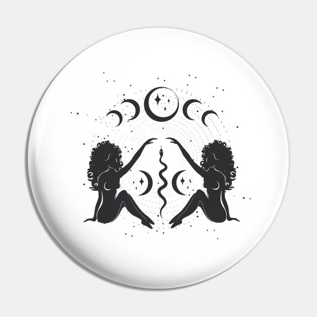 Sitting Sister Moon Goddess Pin by studioaartanddesign