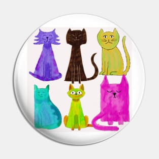 Crazy Colorful Cats Pin