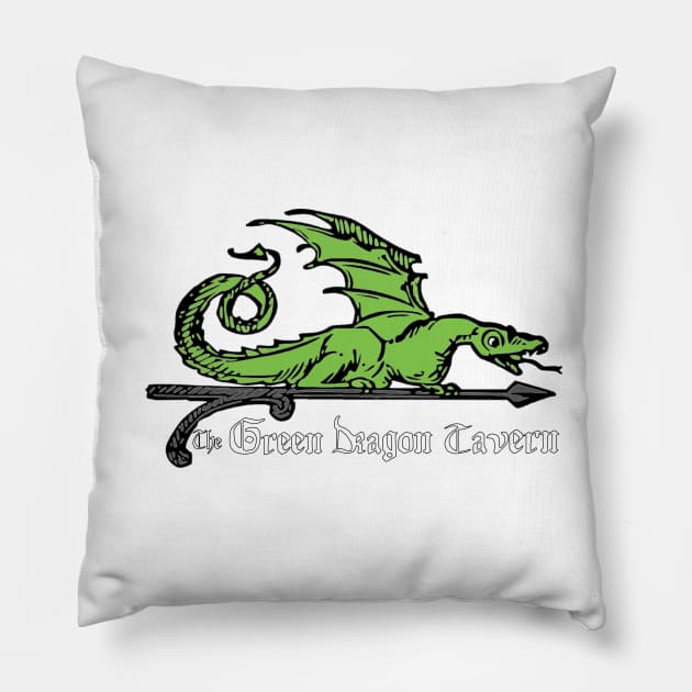 Green Dragon Tavern Pillow by Phantom Goods and Designs