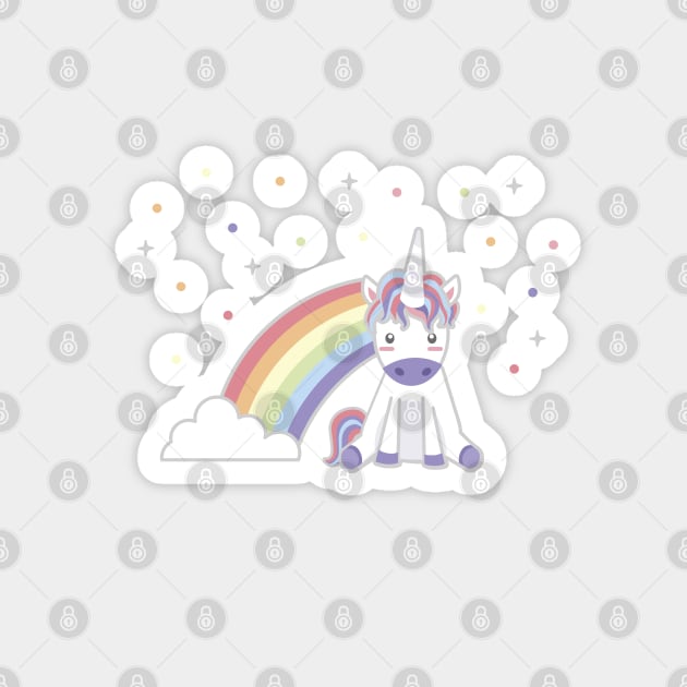 Kawaii Unicorn Illustration Magnet by latheandquill