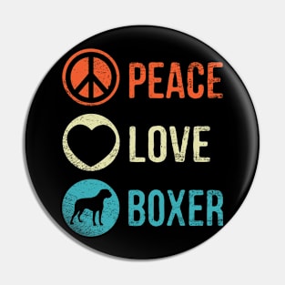 Peace Love Boxer Dog Lover Pet Owner Puppy Mom Gifts Pin