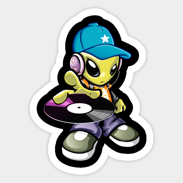 Badass Baby Alien Dj Alien Pegatina Teepublic Mx