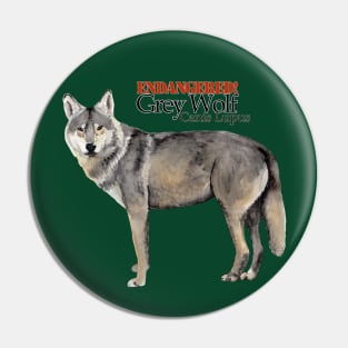 Endangered Grey Wolf Pin