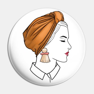 Beautiful girl in orange turban Pin