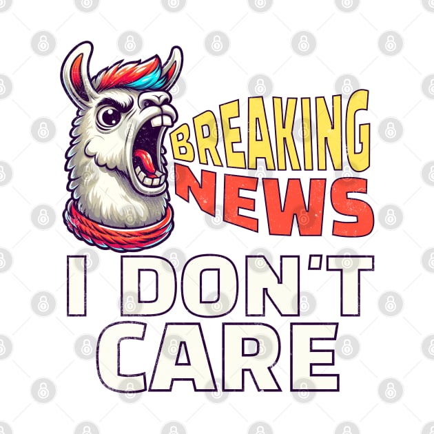 Breaking News I Don't Care Llama by alcoshirts