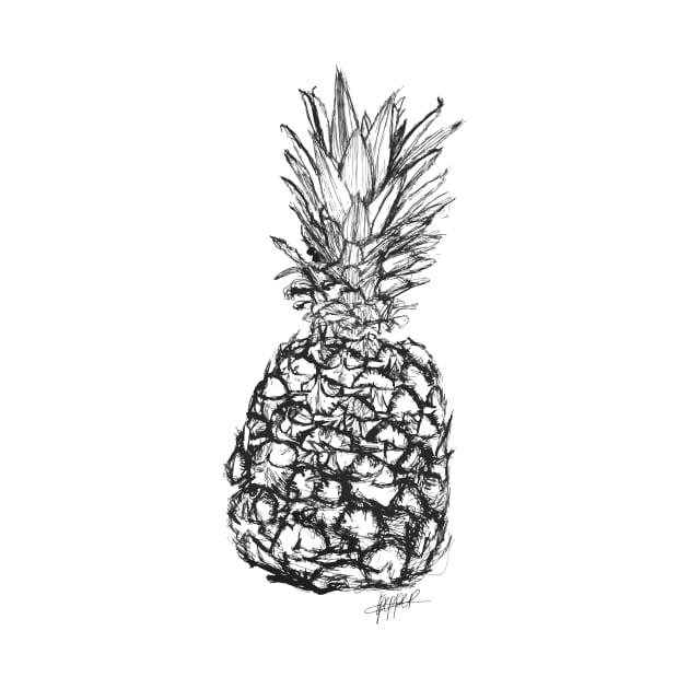 Hand-drawn Pineapple Print by colourofoctober