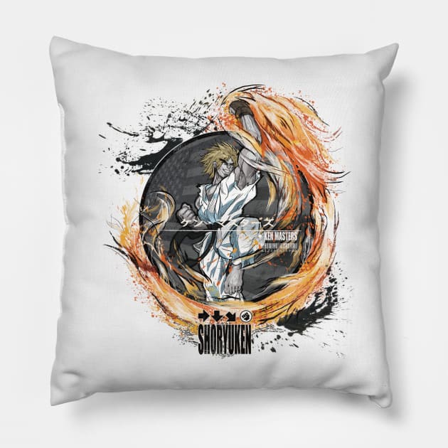 KEN: SHORYUKEN - WHITE Pillow by JF Penworks