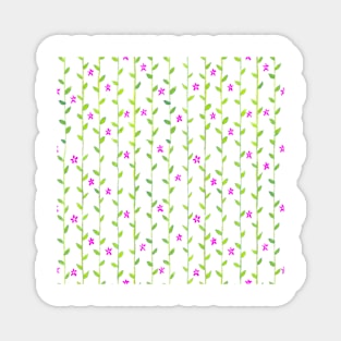 Watercolor Floral Vines Pattern - Lime Green & Magenta Pink Magnet