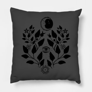 Whimsy Gothic - Wicca Pentagram -Black Pillow