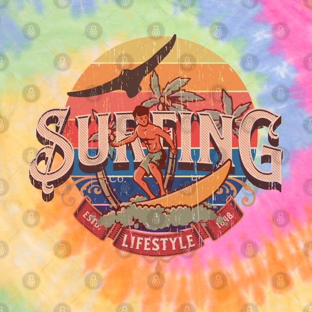 Vintage sun Surfing retro lifestyle distressed by SpaceWiz95