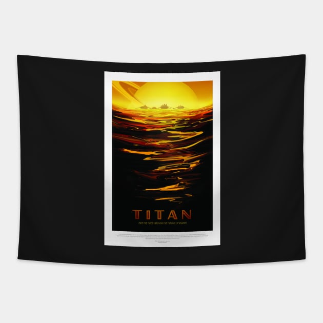 Titan, Travel Poster Tapestry by BokeeLee