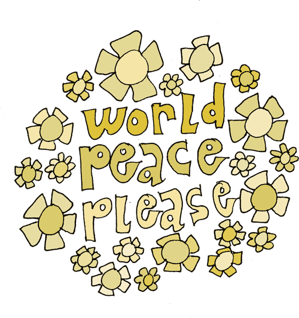 world peace please // retro art by surfy birdy Kids T-Shirt by surfybirdy