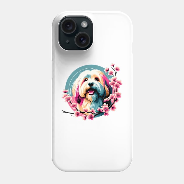 Joyful Havanese Encircled by Spring Cherry Blossoms Phone Case by ArtRUs