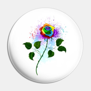 Rainbow rose with watercolor drops Pin