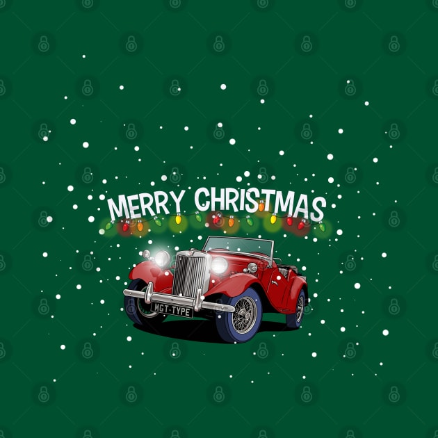 MG T Type Vintage Car Merry Christmas by Webazoot