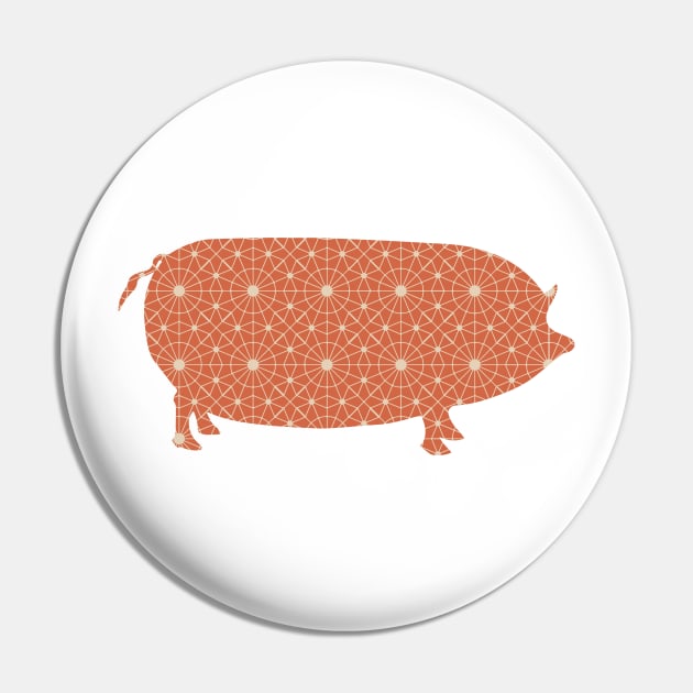 Pig Silhouette with Pattern Pin by deificusArt