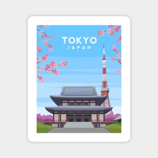 Tokyo Japan - Tokyo Tower and Zojoji Temple Magnet