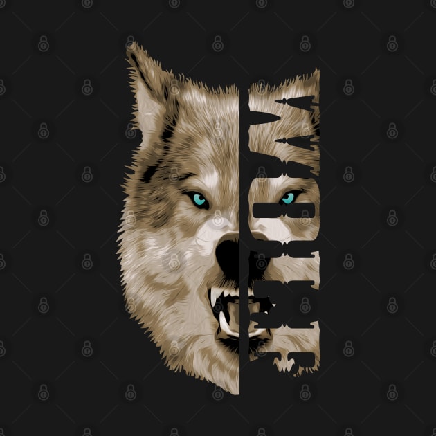 Wolf Head Vector Design- Wolf Text Graphic by RamoryPrintArt