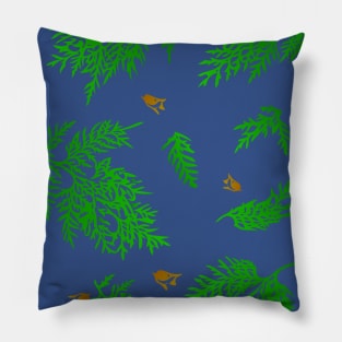 Coniferous Cedar Leaf Pattern (royal blue) Pillow