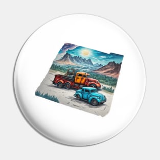 Truck Road Car Road Vintage Since Retro Pin