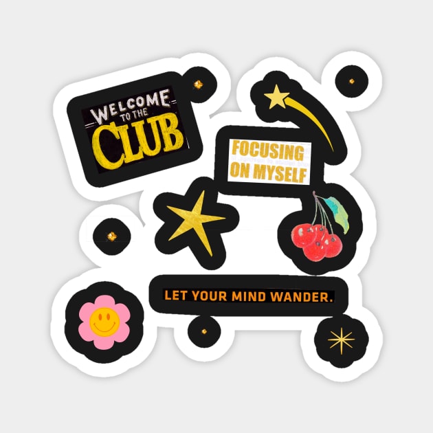 Welcome to the Club Fun Magazine Collage Aesthetic Sticker Pack Magnet by Asilynn