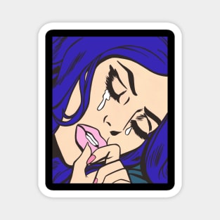 Blue Sad Comic Girl Magnet