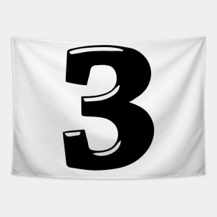 Number 3 black text in 3d font style Tapestry