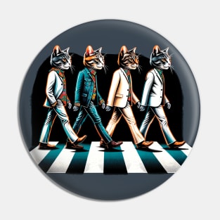 Feline Fab Four - Cat Beatles Abbey Road Parody Art Pin