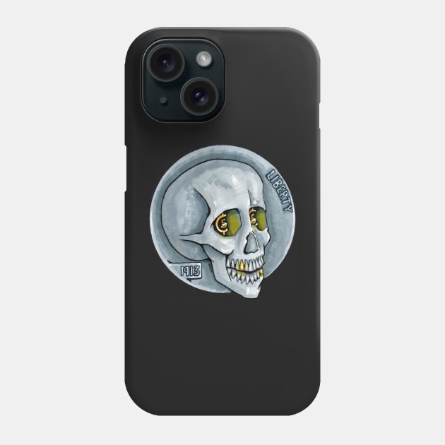 Skull Coin Hobo Nickel Phone Case by Redmanrooster