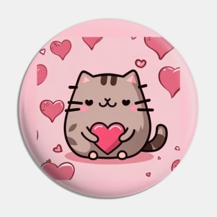 Pu-sheen Valentine cat Pin