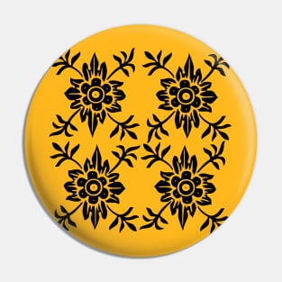 Black Floral Pattern Pin