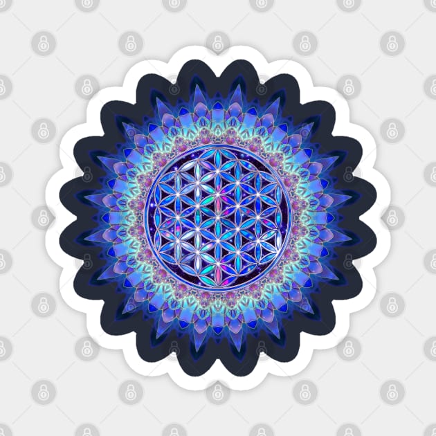 Flower Of Life Blue Violet Colored Stars Heaven Magnet by EDDArt